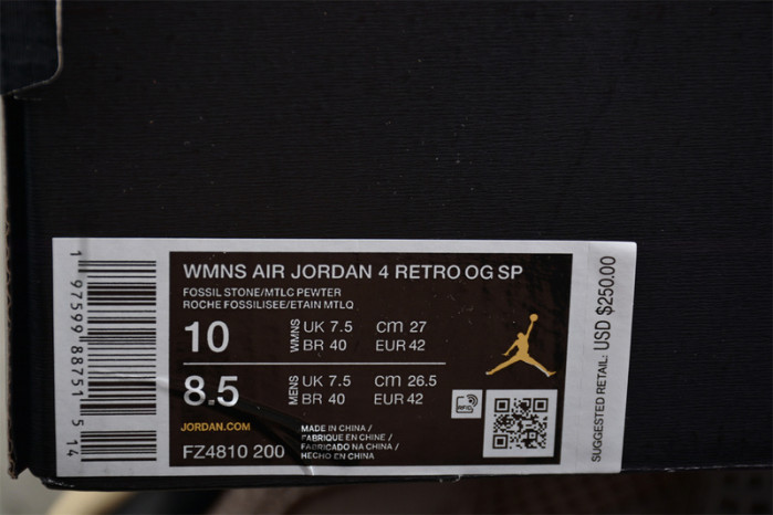 A Ma Maniere x Air Jordan 4 Fossil Stone FZ4810-200